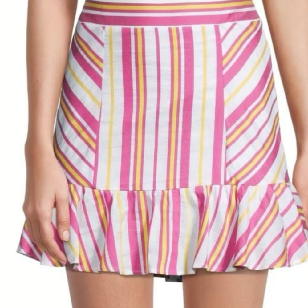 Parker Striped Mini Skirt - Pink, Yellow, and White